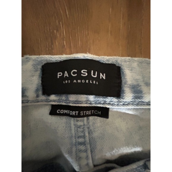 Pacsun Jeans Mens Size 29x30 Light Blue Heavy Distressed Front Torn Pockets - Picture 2 of 12
